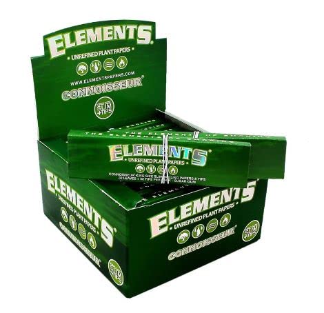 Elements Green Unrefined Plant Rolling Papers and Tips King Size Slim (24)