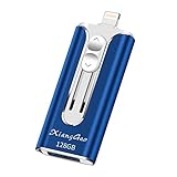 iOS Flash Drive 128GB iPhone Memory Stick,XiangGao Thumb Drive USB 3.0 Lightning Memory Stick for iPhone iPad Android and Computers (Blue-128GB)