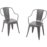 Better Homes and Gardens Camrose Farmhouse Industrial Chairs, Gray, 2pk