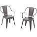 Better Homes and Gardens Camrose Farmhouse Industrial Chairs, Gray, 2pk