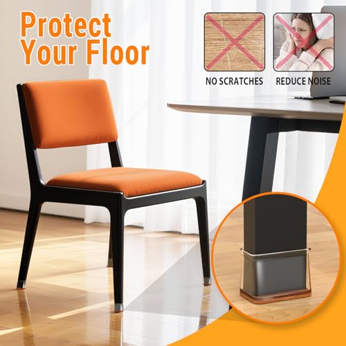 16 Pieces Rectangle Chair Pads Furniture Leg Felt Pads Hardwood Chair Caps Protect Floor from Anti-Scratch Noise (Fit Length 28-38mm, Width 19-25mm)