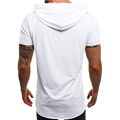 Plus Size Mens Casual Slim Fit Short Sve Hoodie Lightweight Basic Shirt top Blouse Muscle Trend Cool tee