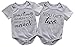 Mini honey 2Pcs Infant Twins Baby Boys Girls Short Sleeve Letter Print Romper Bodysuit Summer Outfit Clothes (0-3 Months, Gray)