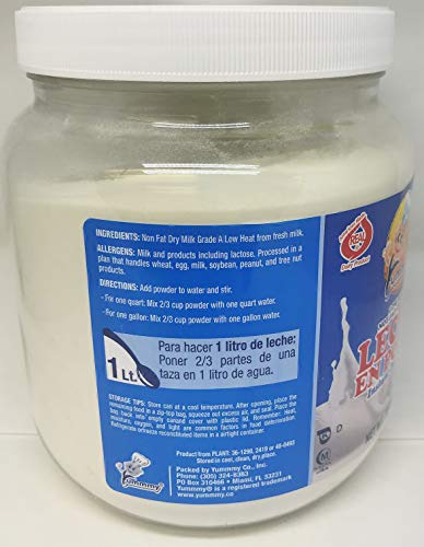 Instant Dry Milk Powder, 1 kg (35 0z) Make 2.5 Gallons (10 quarts) Low Fat, Grade A, American made, Low Heat, Kosher certified, Halal, 100% Natural, Leche en polvo Instantanea.