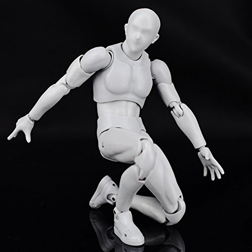 Body Kun Poupée d'artistes Mannequin articulé à tête bombée pour modèle de figurine homme + femme Gris