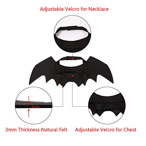 Vehomy Dog Cat Halloween Costume Bat Wings Harness Pet Halloween Pumpkin Bow tie Collar with Bell 2Pack
