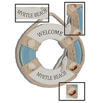 WOODEN NAUTICAL LIGHTHOUSE ANCHOR WALL HANGING ORNAMENT, NAUTICAL LIFE RING WALL AND DOOR HANGING ORNAMENT PLAQUE (white… 41xbFSKbiyL