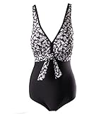 Surenow 50s Retro Vintage One Piece Elegant flower Monokinis Swimsuit