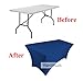 TEKTRUM 6 FT LONG RECTANGULAR STRETCH TABLECLOTH DJ JACKET COVER FOR TRADE SHOW - PREMIUM FABRIC - BLUE COLOR