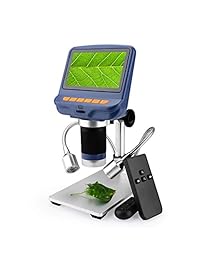 Microscopio digital USB Cámara de microscopio digital de 4,3 pulgadas LCD 10X 220X, Luz ajustable de 8 LED, Grabadora de video de cámara para teléfono móvil Placa de circuito SMD Reparación Herramienta de soldadura Joyería APPR