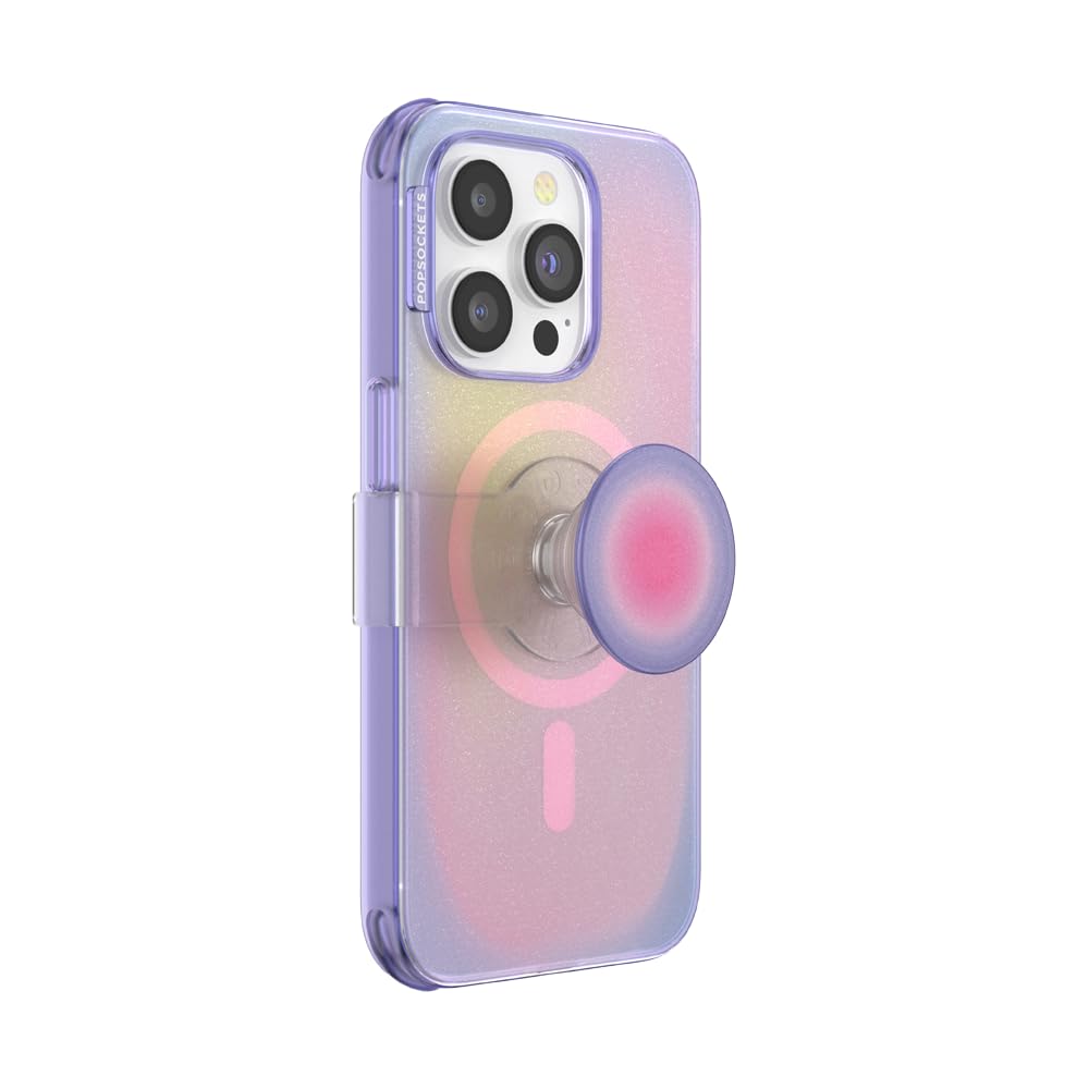 PopSockets iPhone 14 Pro Case with Phone Grip and Slide Compatible with MagSafe, Phone Case for iPhone 14 Pro, Wireless Charging Compatible – Aura