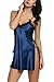 Avidlove Women Sexy Lingerie Satin Nightgown Chemises Slip Sleepwear Blue M