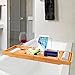 BAMBUROBA Bamboo Bathtub Caddy Tray Expandable for Luxury Bath,Bath Accessories & Table with Wine Glass Holder,Book Stand Bathroom Organizer with Extending Sides for Men/Women