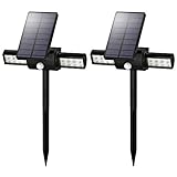 USB Solar Lights 200Lumens Max, Hallomall 360°Outdoor Solar Motion Lights Spotlights,Waterproof Dual Head Solar Garden Lawn Yard Pool Landscape Wall/In-ground Lights (2, white)