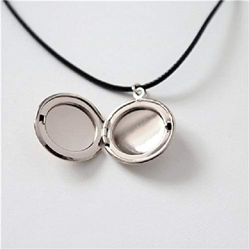 Couples Jewelry Box Necklace Pendant Smiley Custom Photo Play an Open-Sided flip Student Clavicle Chain Gift Woman (Silver Empty Box