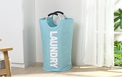 Outdoorfly Large Collapsible Laundry Basket Hamper with Durable Handles Foldable Storage Dirty Clothes Underwear Washing Bag Toys Books Storage Bags for Men & Women (Light Blue)