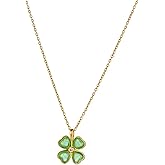 VIYPDRST St Patricks Day Necklace for Women,Gold Green Shamrock Necklace Lucky Green Clover Drop Necklace St. Patrick's Day Holiday Good Luck Jewelry