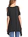 Adreamly Women's Cold Shoulder Short Sleeve Swing Loose Fit T-Shirt Tunic Tops Black X-Large
