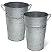 Rustic Metal Flower Vase - 8 Inches Tall - French Bucket - Farmhouse Style - Set of 2 - (Silver)
