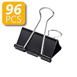 Binder Clips 1-inch, Medium Paper Clamps, Black 96 Count, Office Supplies, Paper Clips, Seaside Supply