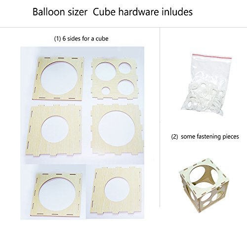 9 Holes Collapsible Wood Cube Balloon Sizer Box From 2" - 10"