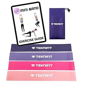 Teknifit Exercise Band Set Pink - 4 Resistance Band Levels for Complete Home Fitness, Full Body Workouts - Includes…