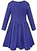Bonny Billy Girls Long Sleeve Solid Pleated A-Line Children Dress with Bow 5-6 Years Blue