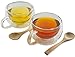 Tea Cups Glass Double Wall Insulated Clear Glass Tea Cup Mug 2-Pack Set 12 Ounces with 2 Bamboo Teaspoons by Princeton Wares