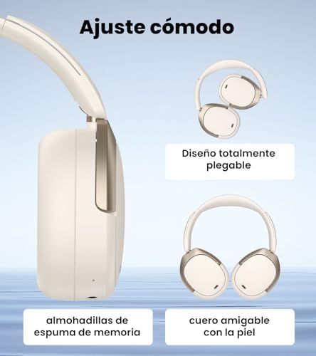 Auscultadores over-ear W80 com ANC de -49dB e LDAC de alta resolução, marfim