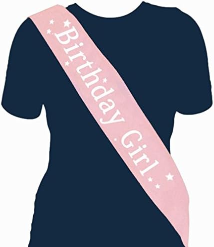 Yeefant Soft and Durable Polyester ✩ Birthday Girl ✩ Party Sash Shoulder Strap Banner the perfect accessory for any Birthday Party Night Out or Celebration,4.7x63 Inch,Pink