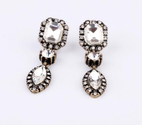 Luxury Vintage Full Rhinestone Punk Dangle Earrings Jewelry Bronze Metal Fashion，100333