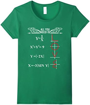 Women's All You Need Is Love Math T-Shirt Medium Kelly Green