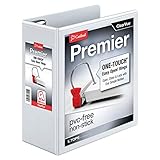 Cardinal Premier Easy Open 3-Ring Binder, 4" ONE-Touch Easy Open Locking Slant-D Rings, 880-Sheet Capacity, ClearVue Cover, PVC-Free, White (10340CB)