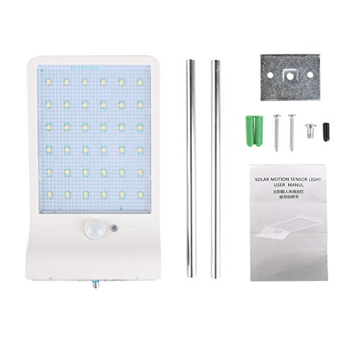 Solar Lights Wall Sconces with Mounting, LED Outdoor Solar Motion Sensor Light, Solar Lights with Mounting Pole, Waterproof Security Patio Light (White 2200 mA Pack of 2)