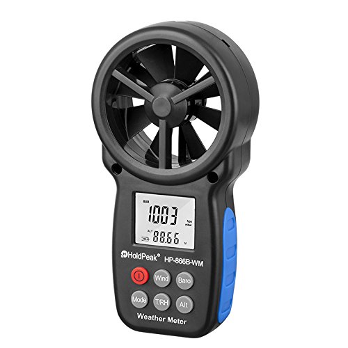 HOLDPEAK 866B-WM Digital Anemometer Handheld Wind Speed Meter for Measuring Wind Speed, Temperature and Wind Chill with Backlight and Max/Min
