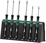 Wera 2052/6 Kraftform Micro Ballhead Hexagon Electronics Screwdriver Set and Rack, 6-Piece