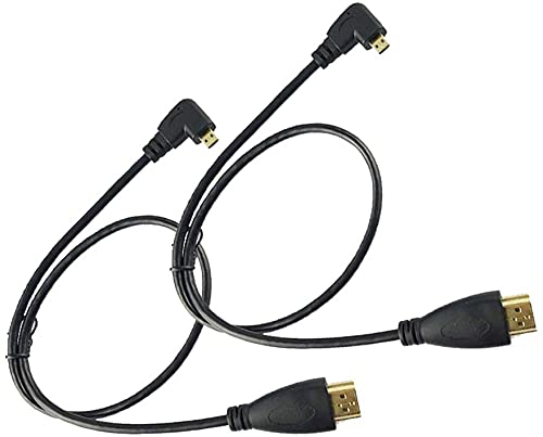 LiKuCo Micro HDMI to HDMI Cable Angled 2Pack 90 Degree Right Angle Micro HDMI Male To Full HDMI Male Cable Adapter Connector 20" 50CM (2PCS RIGHT)