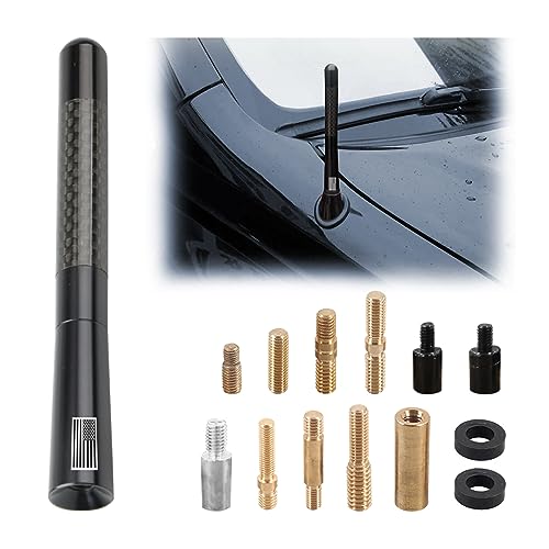 BESULEN Car Short Antenna, 4.7 Inch Carbon Fiber