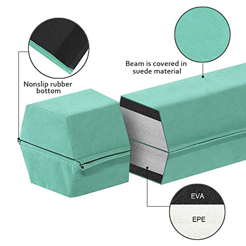 FBSPORT 8ft Green Balance Beam Folding Floor Gymnastics Equipment for