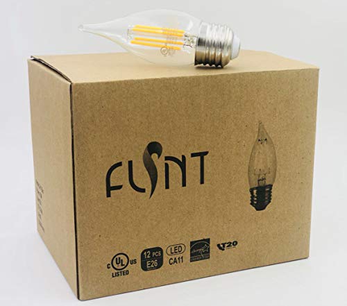 FLSNT 60 Watt Equivalent LED Chandelier Light Bulbs, Dimmable 4.5W CA11 LED Filament Bulbs, E26 Medium Base, 2700K Soft White, 12 Pack