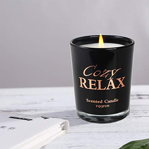 TQQFUN Premium Scented Candle Soy Candle Aromatherapy Candle 45-50 Hours Long Burning Time for Home Use and Gift Giving, Smokeless Candles(Black, 8.8 oz)