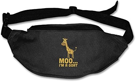 Moo I'm A Goat Giraffe Water Resistant Fanny Bags Running Belt Waist Bags Purse For Running Hiking Cycling Climbing Black