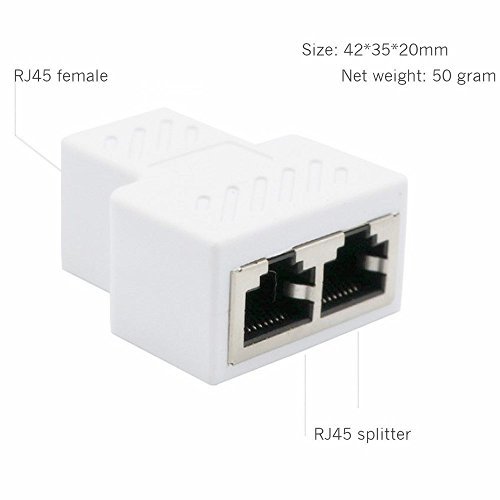 RJ45 Splitter Adapter, AKwor 1 to 2 Port USB to RJ45 Socket Adapter Interface Ethernet Cable 8P8C Extender Plug LAN Network Connector for Cat5, Cat5e, Cat6, Cat7