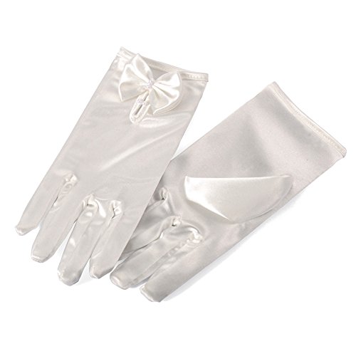 Lusiyu Girl Solid Child Size Wrist Length Formal Glove with Bow (Cream White 03) - Thumbnail 3