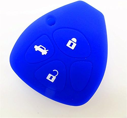 Hwota 3 Buttons Silicone Remote Car Key Case Cover Shell for Toyota Corolla RAV4 Camry Avalon Matrix Venza Yaris Land Cruiser -Blue