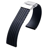 YISUYA 18mm Waterproof Silicone Rubber Watch Strap Band Deployment Buckle for Citizen LG G-watch Seiko
