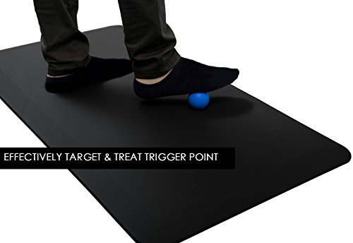 Ergohead Standing Desk Mat - Anti Fatigue Mat With Massage Ball For Stand Up Desk, Ergonomically Engineered, 20" x 32" , Black - Thumbnail 2