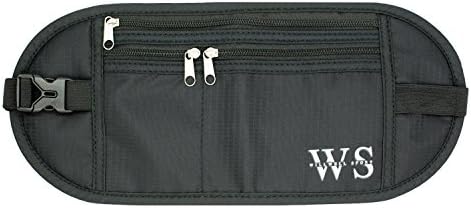 Money Belt for Travelling Hidden Security Pouch Waist Pouch for Phone Cards Passports Cash and Keys Lightweight RFID Waterproof Breathable Material Protect your Conceal Valuable (Black)