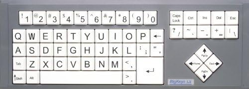 Greystone Digital Bigkeys LX QWERTY Keyboard, Silver and Black