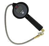 ABN Digital Tire Inflator Gauge with Stainless Steel Braided Hose, Straight Lock-On Air Chuck Backlit Screen